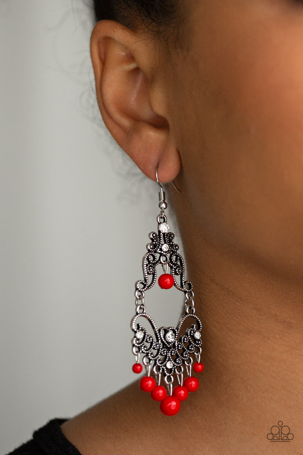 Colorfully Cabaret - Red - Paparazzi Earrings