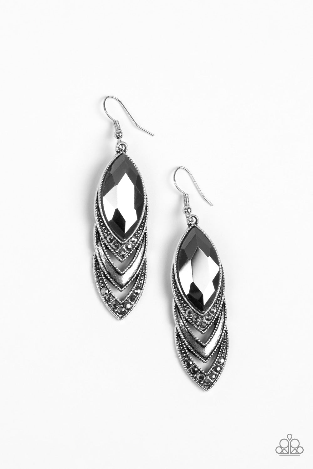 High-End Highness - Silver - Paparazzi Earrings