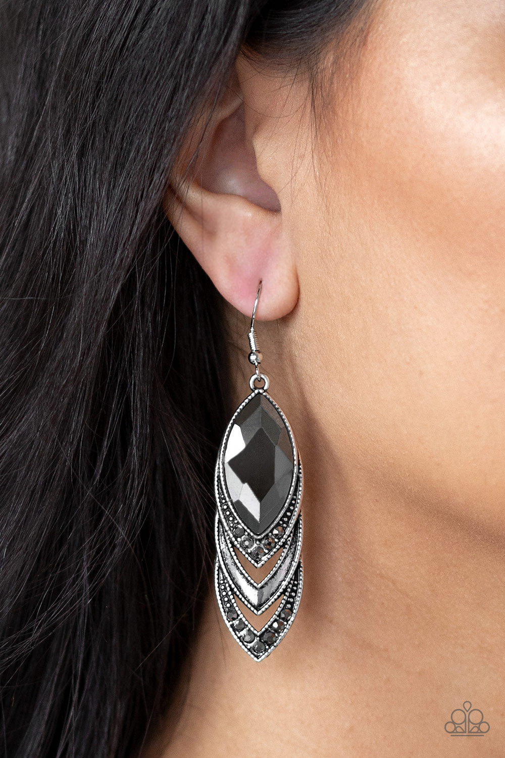 High-End Highness - Silver - Paparazzi Earrings