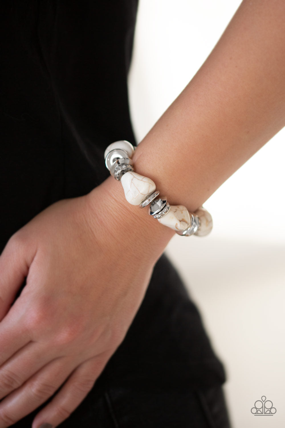 Stone Age Stunner - White Stretch Bracelet