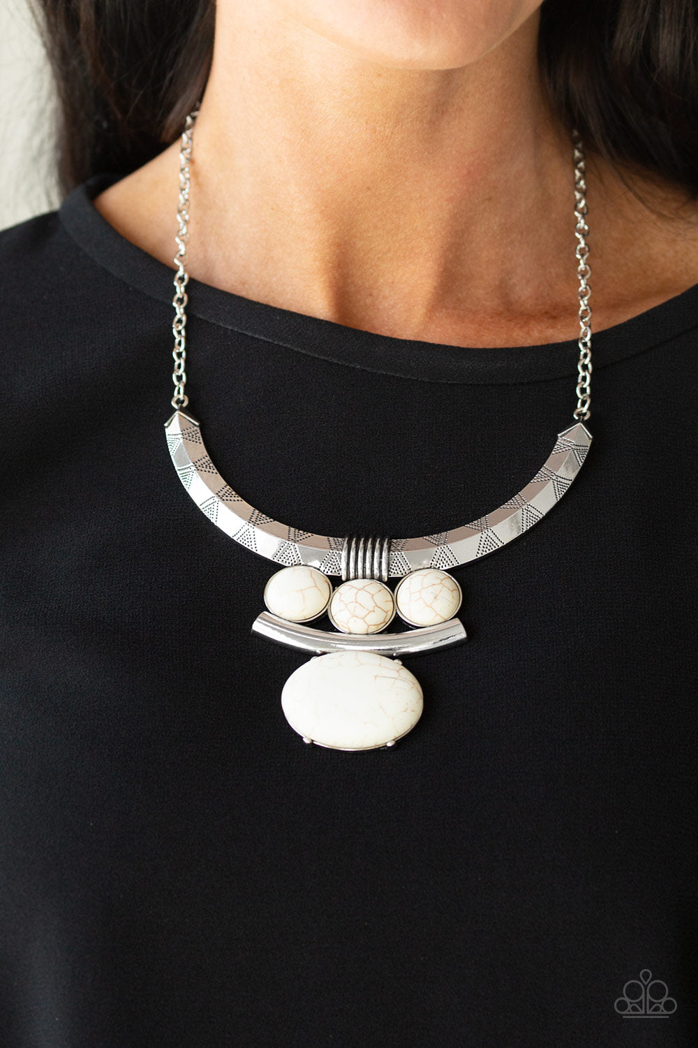 Commander In Chiefette - White - Paparazzi Necklace