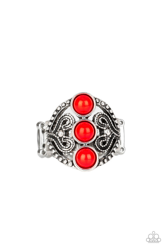 Triple Whammy - Red - Paparazzi Ring