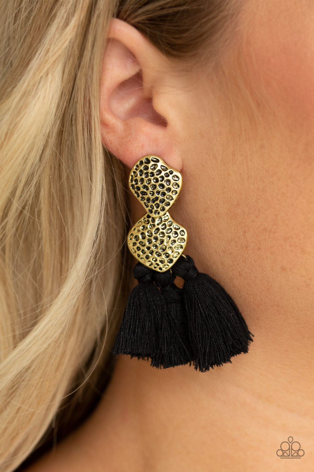 Tenacious Tassel - Black Post - Paparazzi Earrings