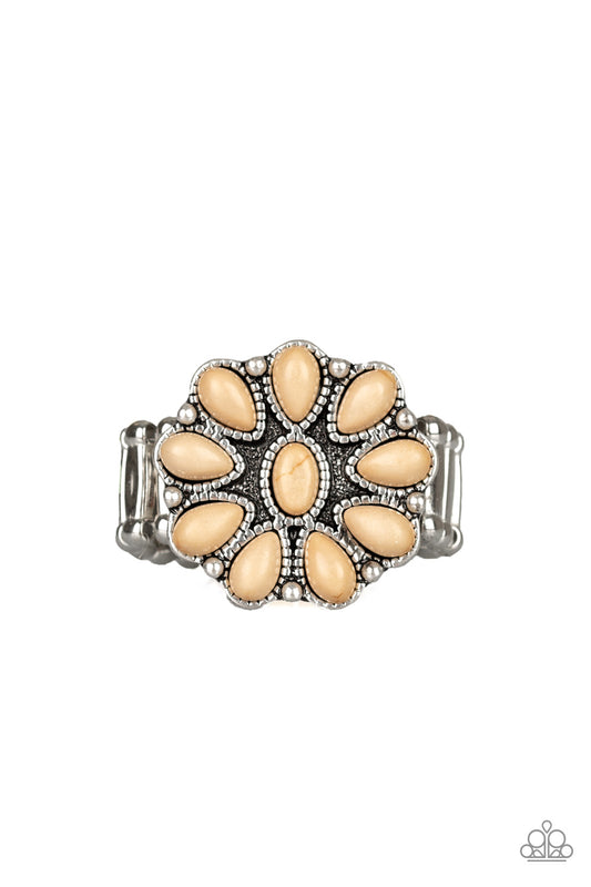 Stone Gardenia - Brown - Paparazzi Ring