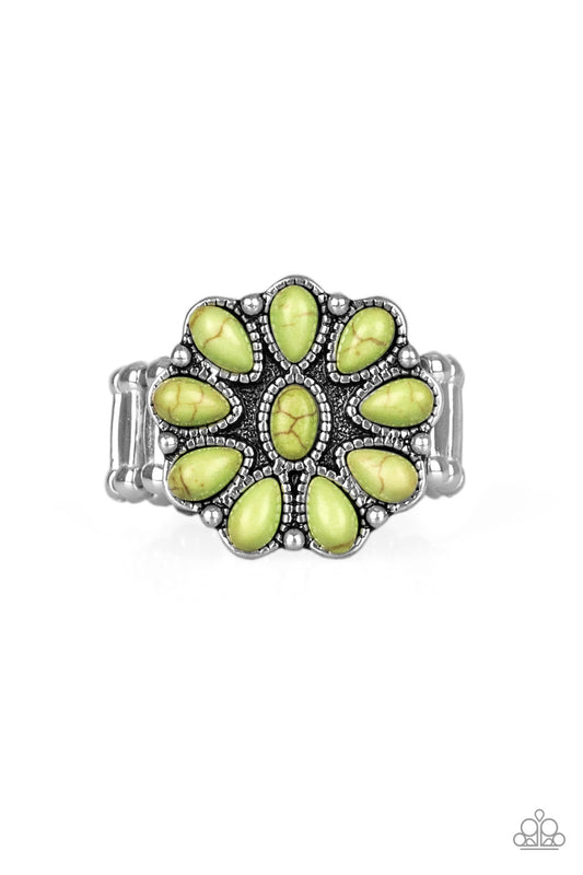 Stone Gardenia - Green - Paparazzi Ring