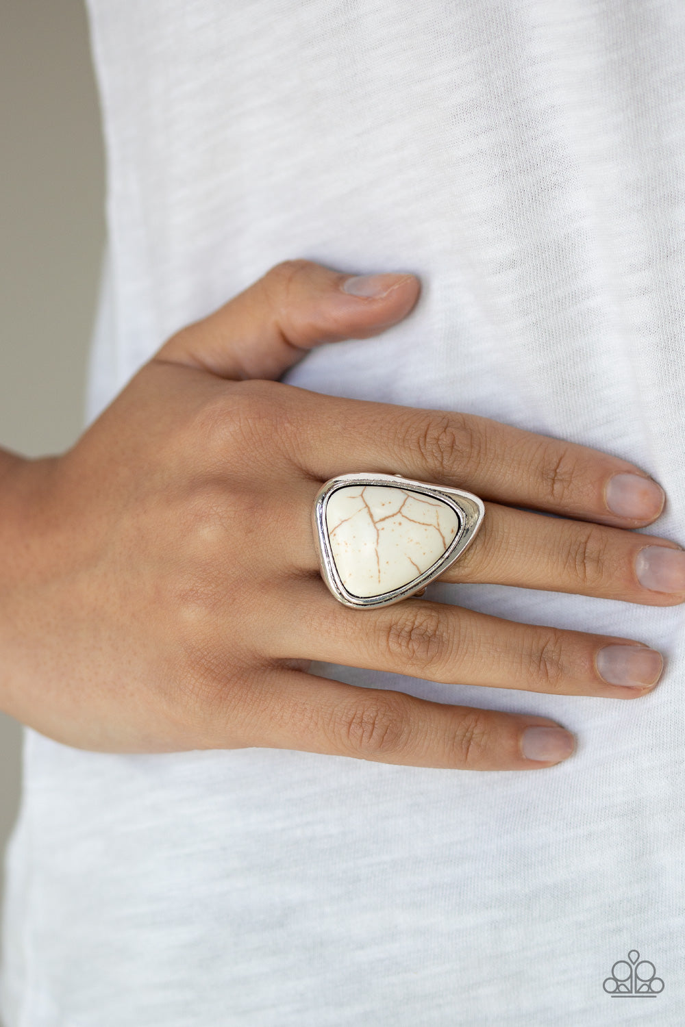 Stone Scene - White - Paparazzi Ring