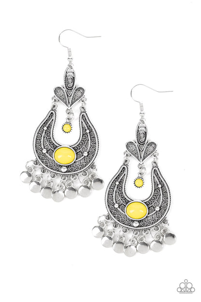 Fiesta Flair - Yellow - Paparazzi Earrings