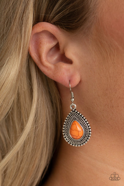 Happy Horizons - Orange Fish Hook Earrings