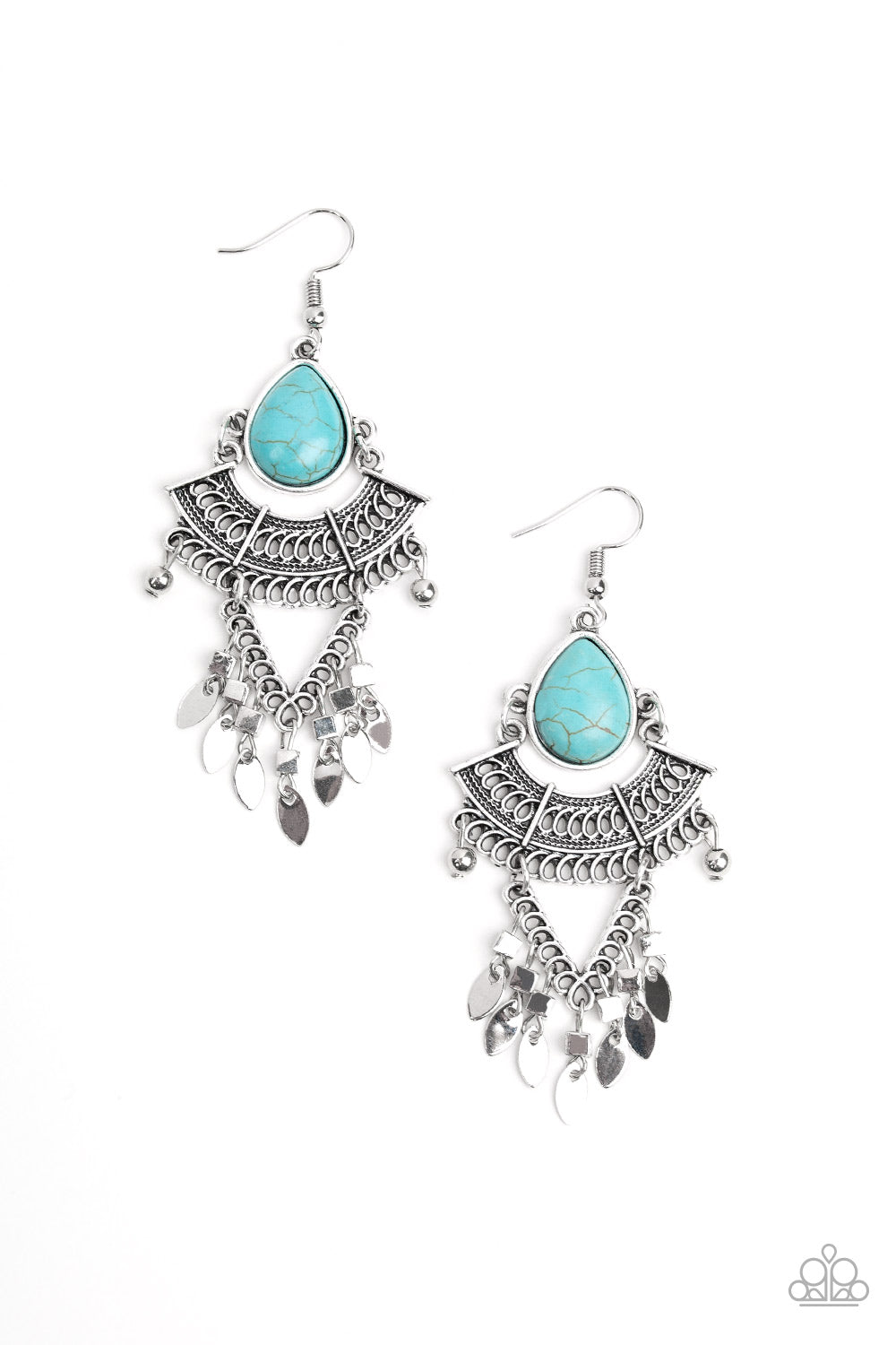 Vintage Vagabond - Blue - Paparazzi Earrings