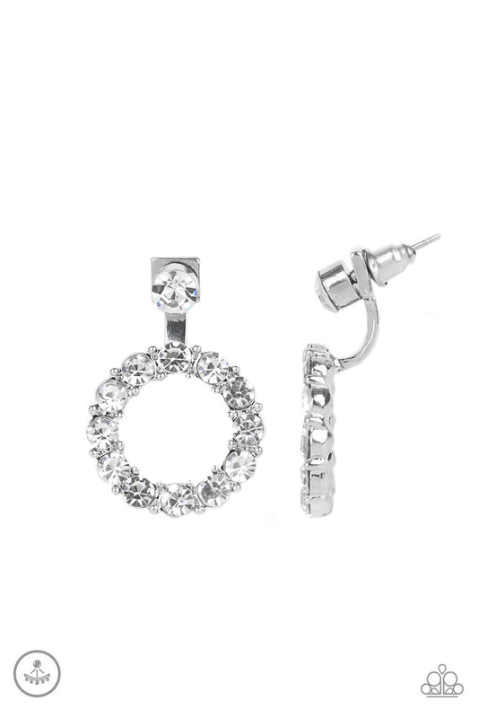 Diamond Halo - White - Paparazzi Earrings