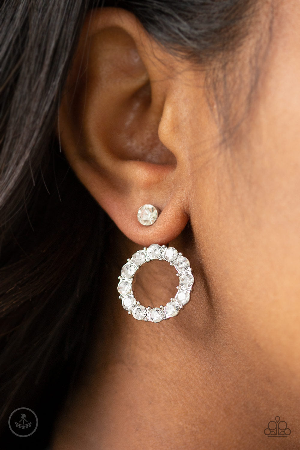 Diamond Halo - White - Paparazzi Earrings