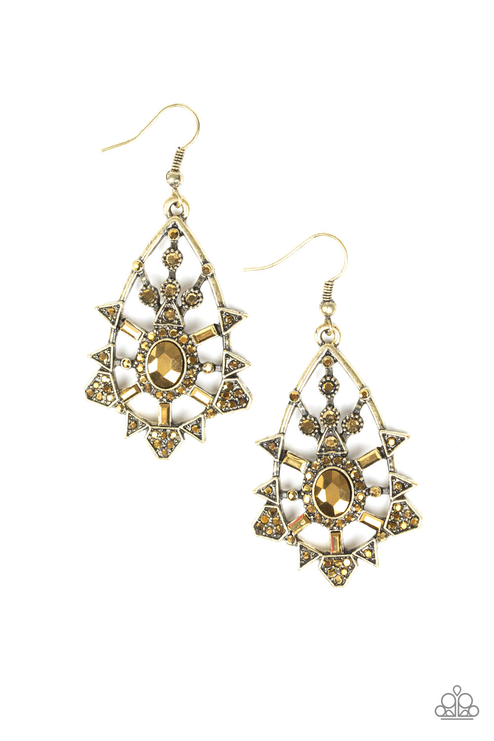 Gatsby Glimmer - Brass - Paparazzi Earrings