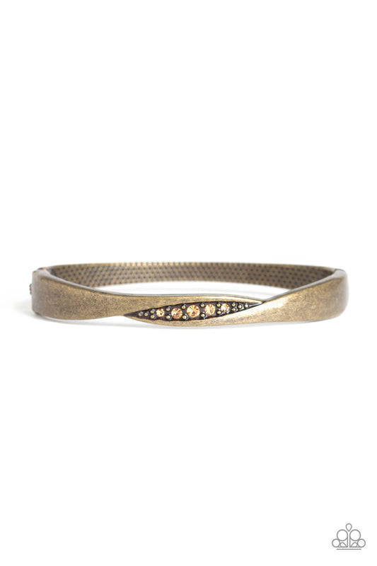 Glittering Grit - Brass - Paparazzi Bangle Bracelet