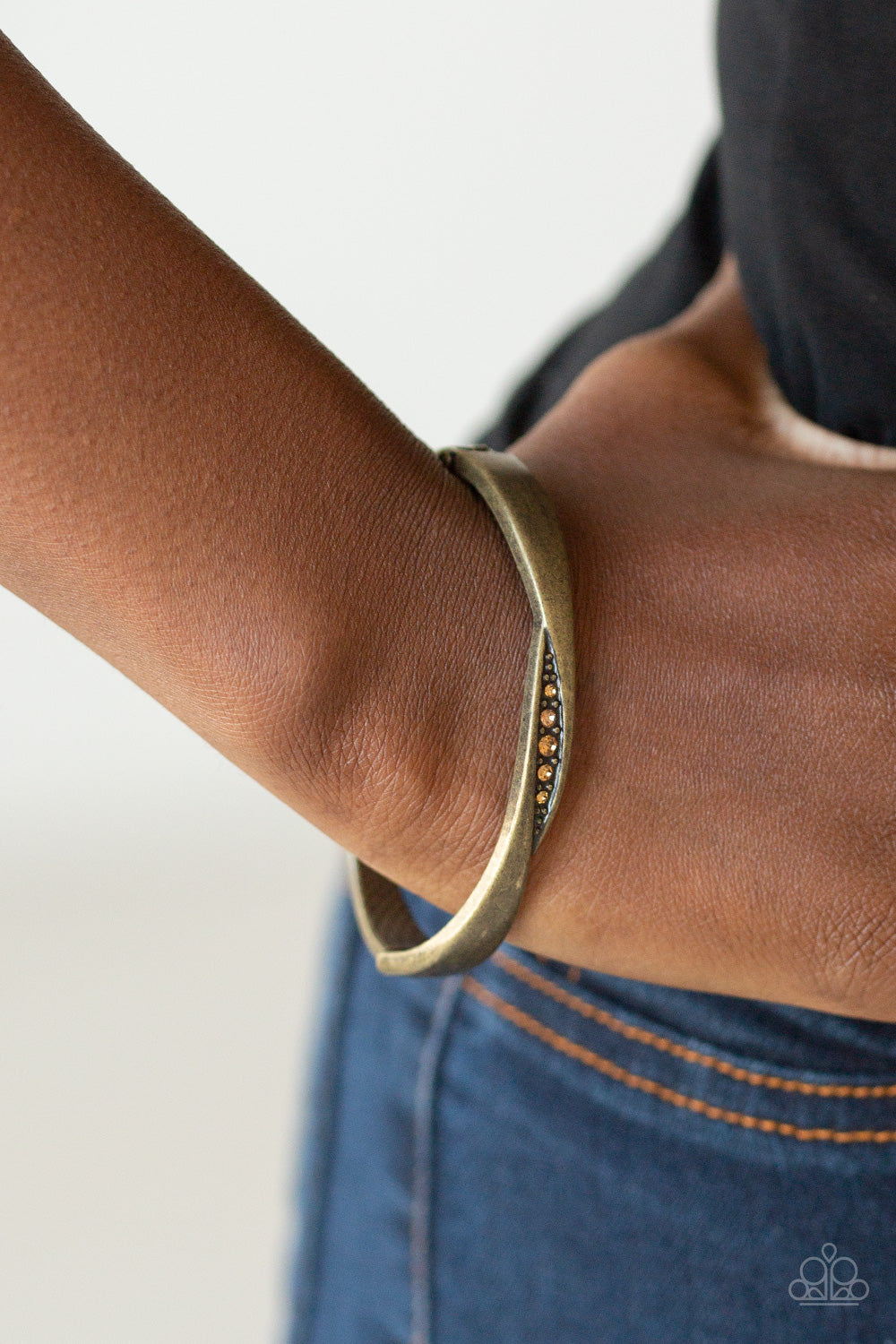 Glittering Grit - Brass - Paparazzi Bangle Bracelet