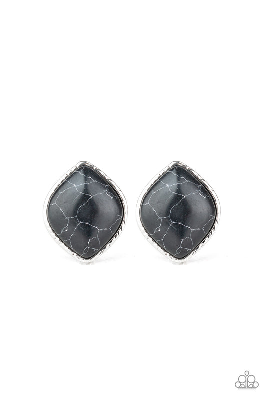 Marble Marvel - Black - Paparazzi Earrings