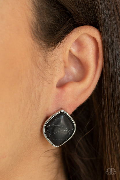 Marble Marvel - Black - Paparazzi Earrings