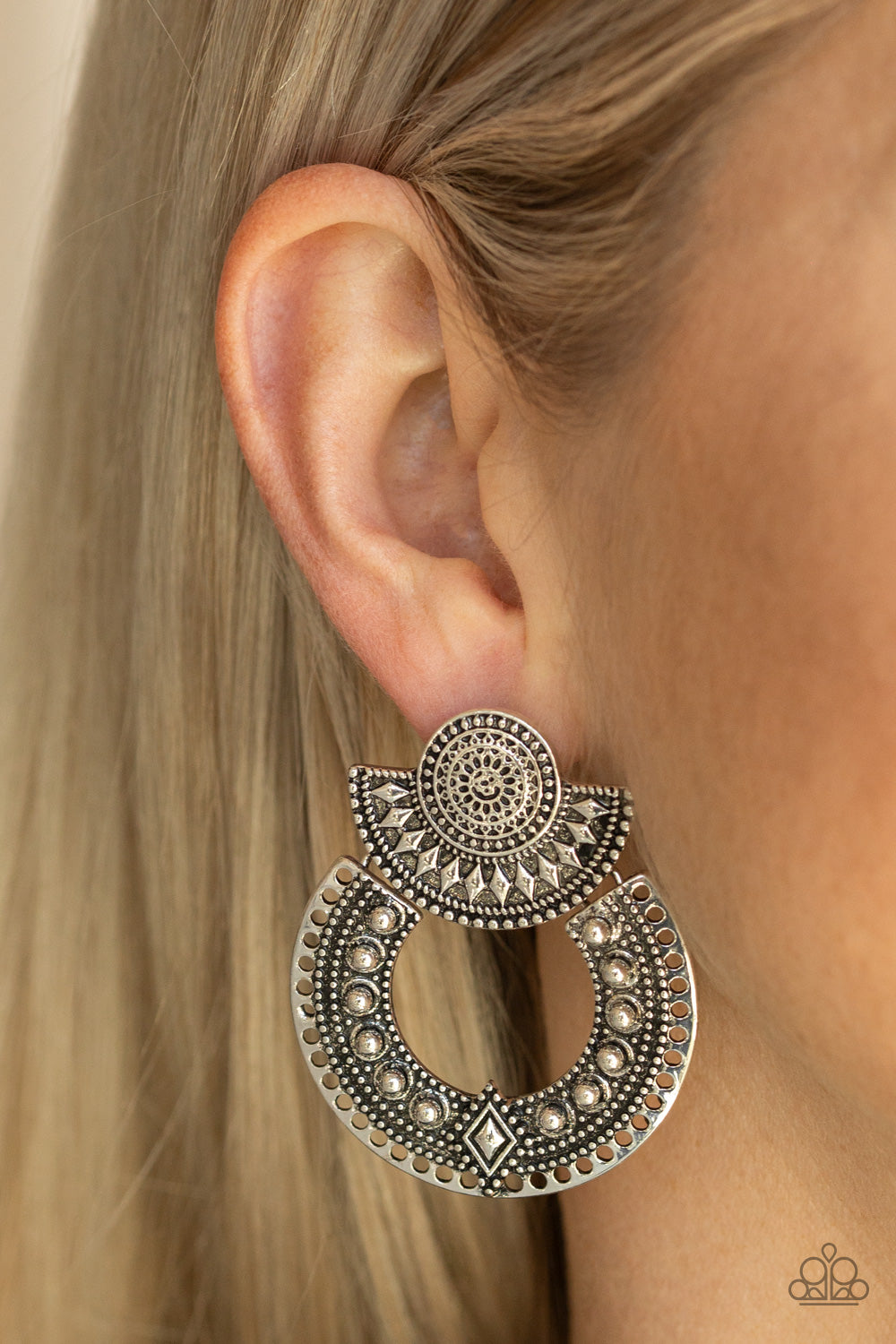 Texture Takeover - Silver - Paparazzi Earrings