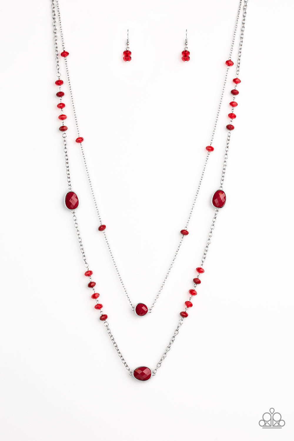 Dazzle The Crowd - Red - Paparazzi Necklace and Crowd Pleaser - Red - Paparazzi Bracelet Set