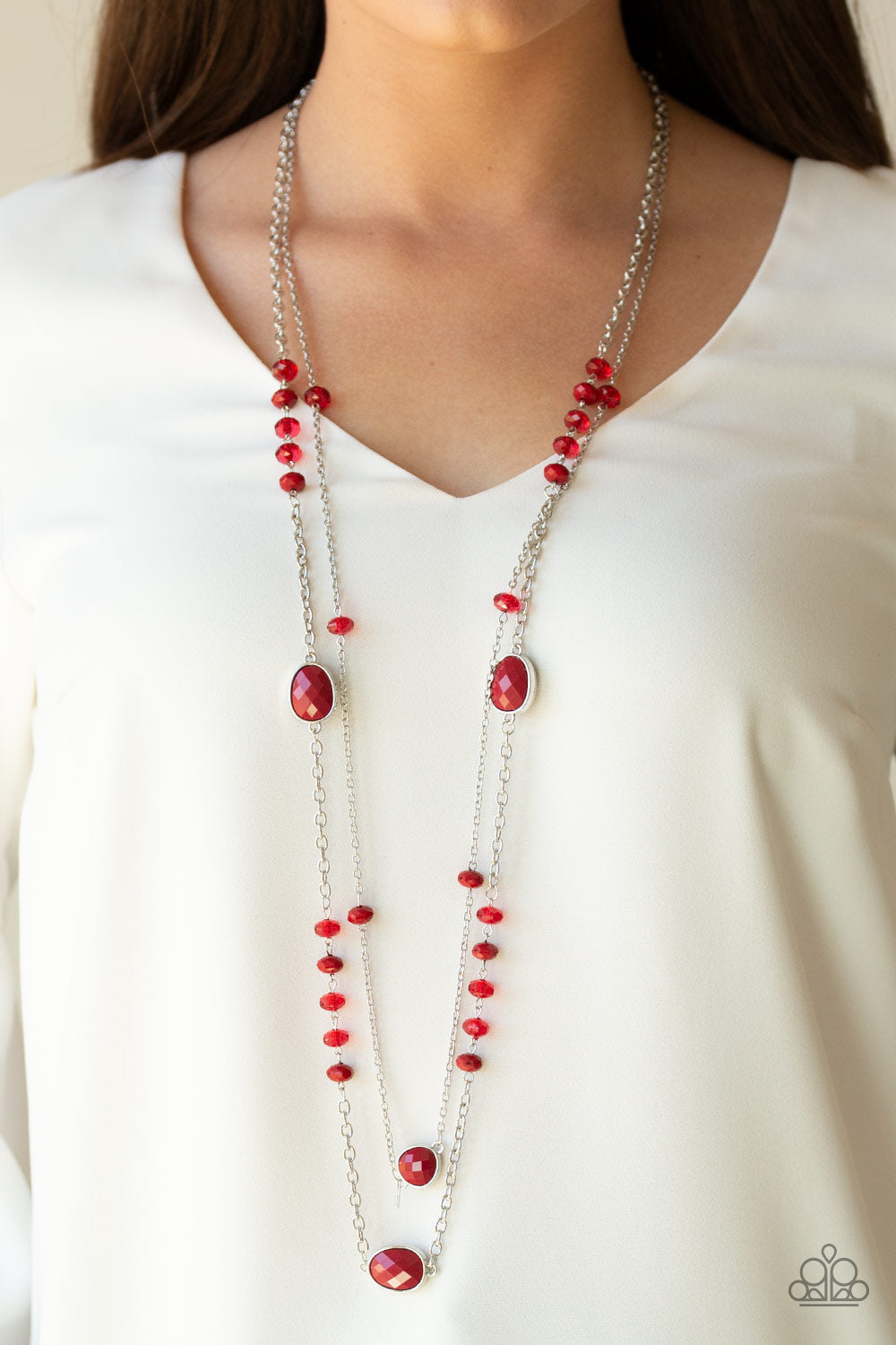 Dazzle The Crowd - Red - Paparazzi Necklace and Crowd Pleaser - Red - Paparazzi Bracelet Set