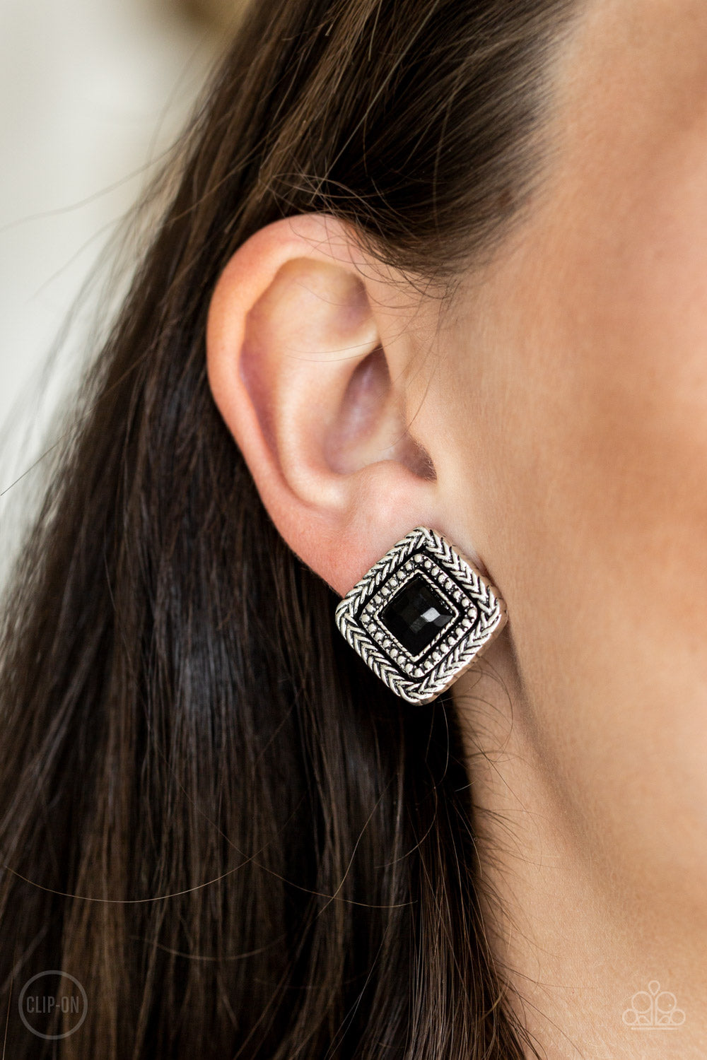 Fashion Square - Black - Paparazzi Earrings