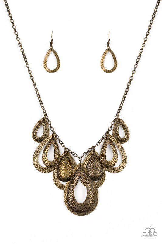 Teardrop Tempest - Brass Necklace