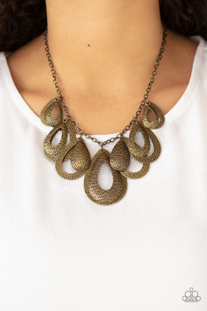 Teardrop Tempest - Brass Necklace