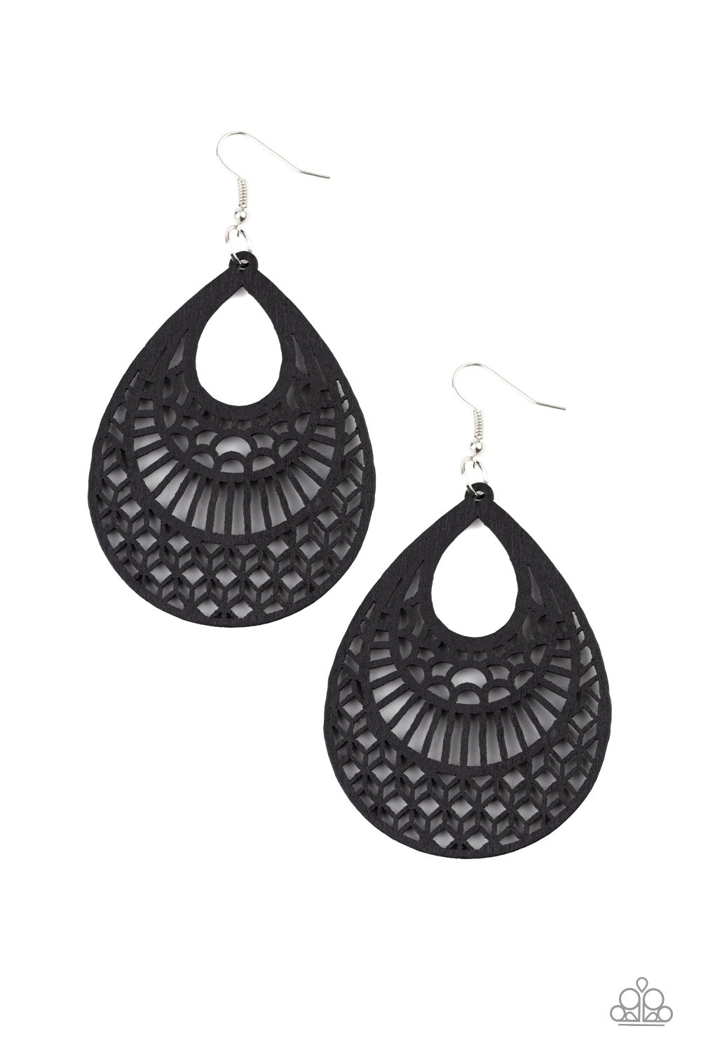 Shoulda Coulda Wooda - Black - Paparazzi Earrings