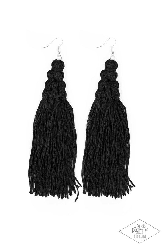 Magic Carpet Ride - Black - Paparazzi Earrings (2023 May Black Diamond LOP)