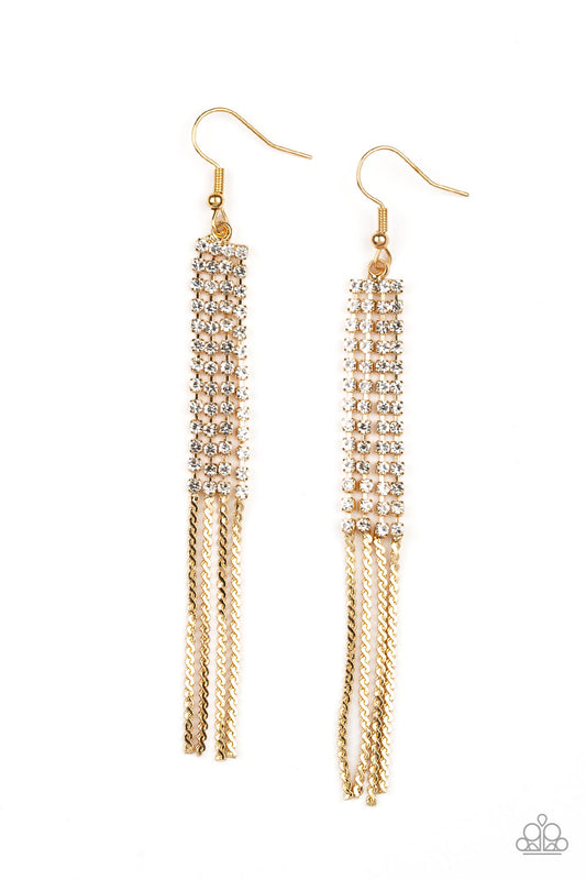 Rhinestone Romance - Gold Paparazzi Earrings