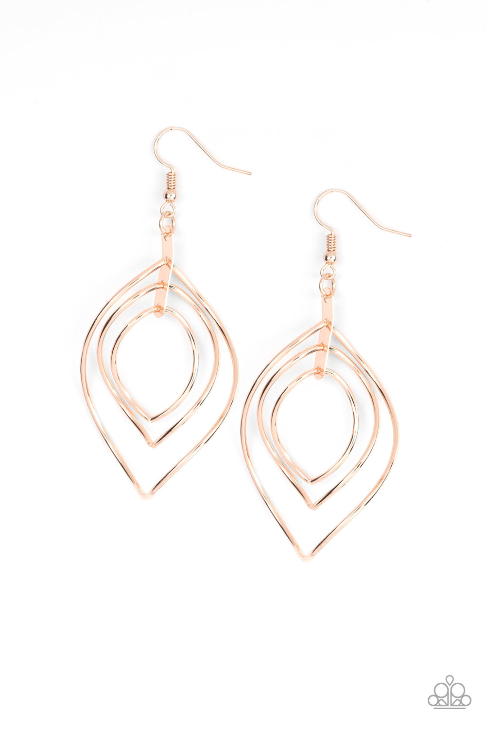 Asymmetrical Allure - Rose Gold - Paparazzi Earrings