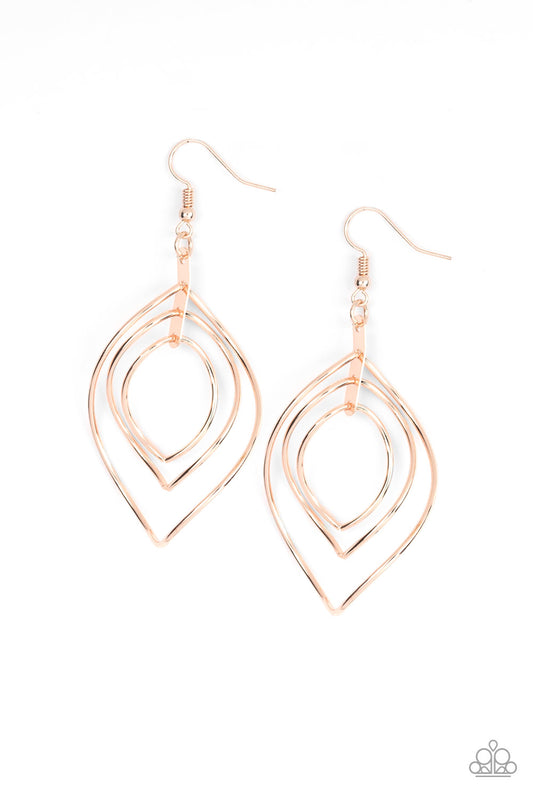 Asymmetrical Allure - Rose Gold - Paparazzi Earrings