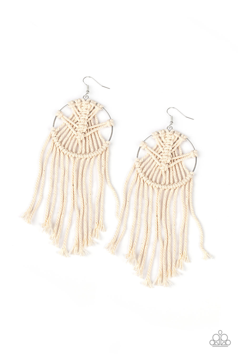 Macrame, Myself, and I - White - Paparazzi Earrings