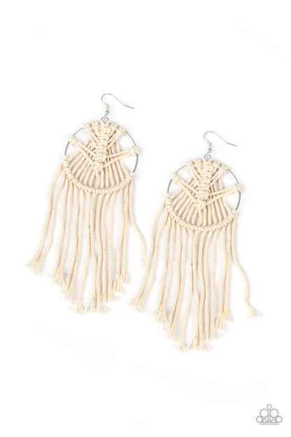Macrame, Myself, and I - White - Paparazzi Earrings
