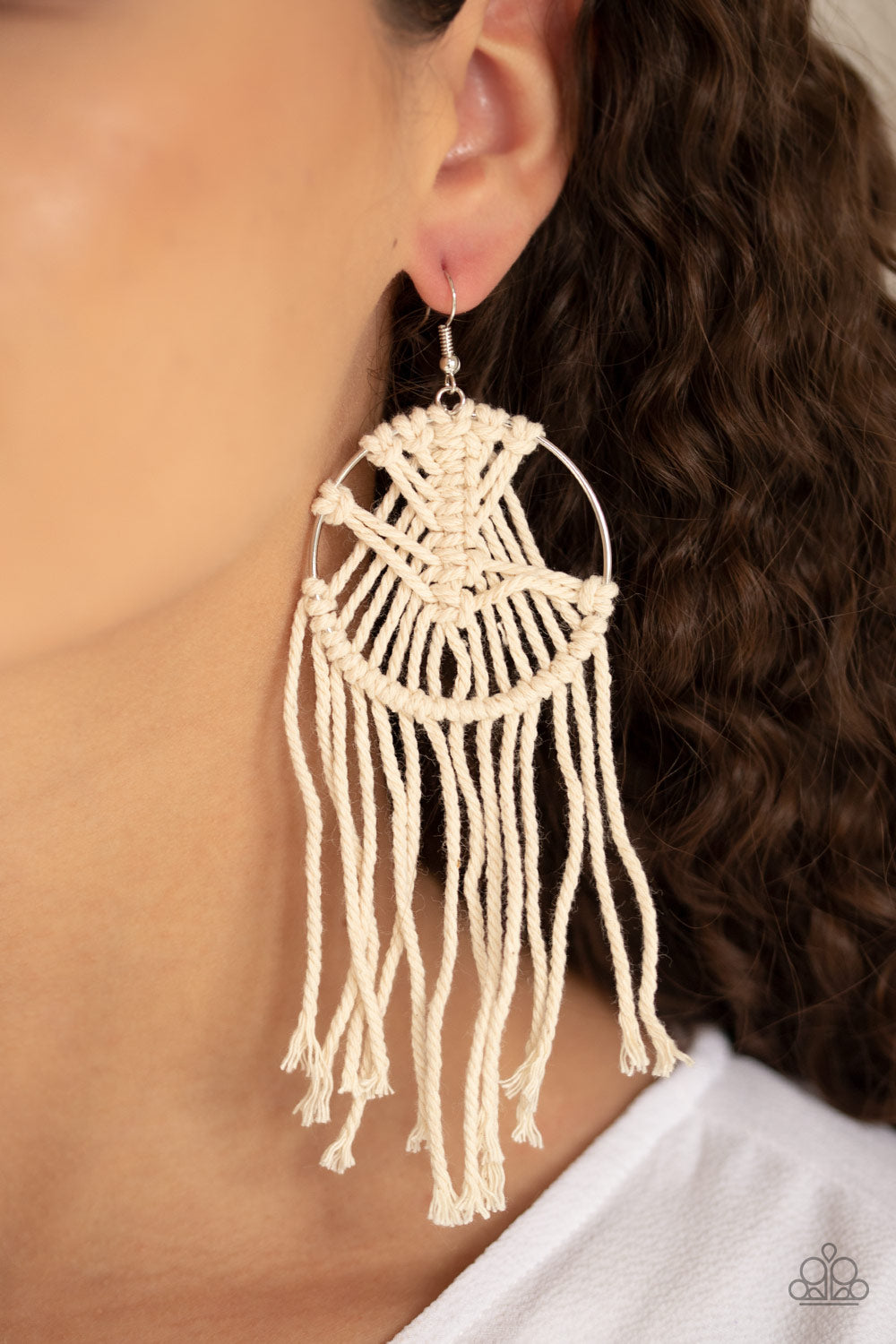 Macrame, Myself, and I - White - Paparazzi Earrings