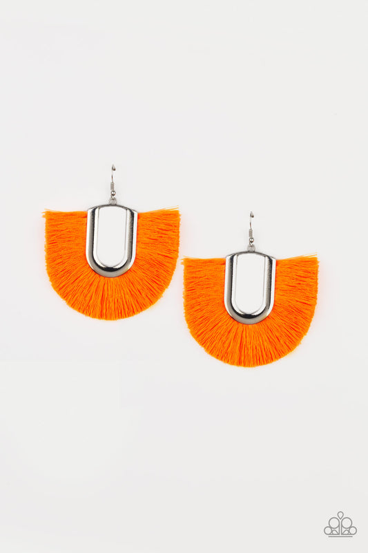 Tassel Tropicana - Orange Fish Hook Earrings