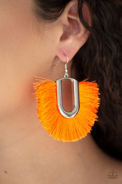 Tassel Tropicana - Orange Fish Hook Earrings