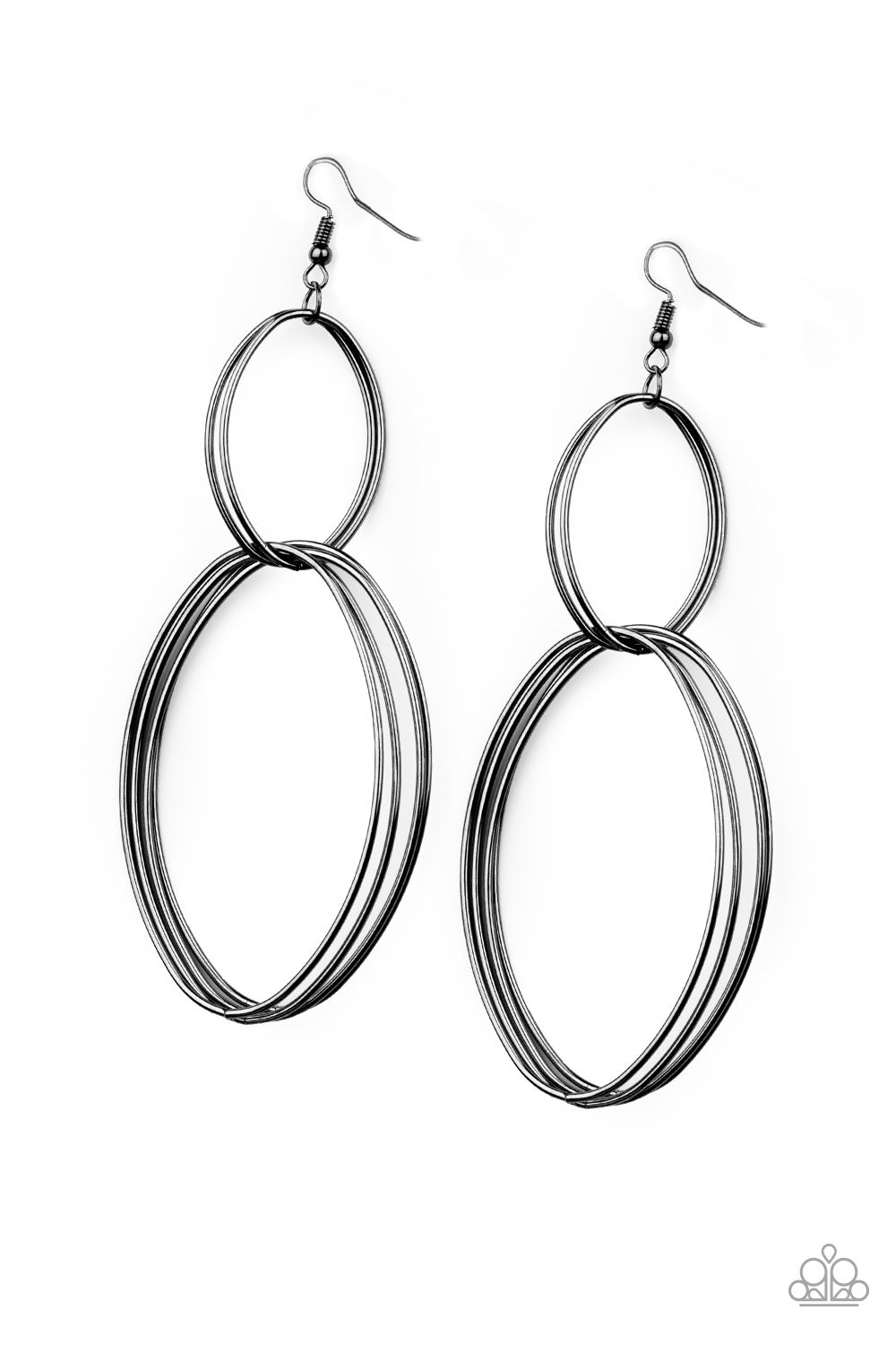 Getting Into Shape - Black - Paparazzi Earrings