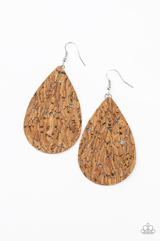 Cork It Over - Silver Fish Hook Earrings