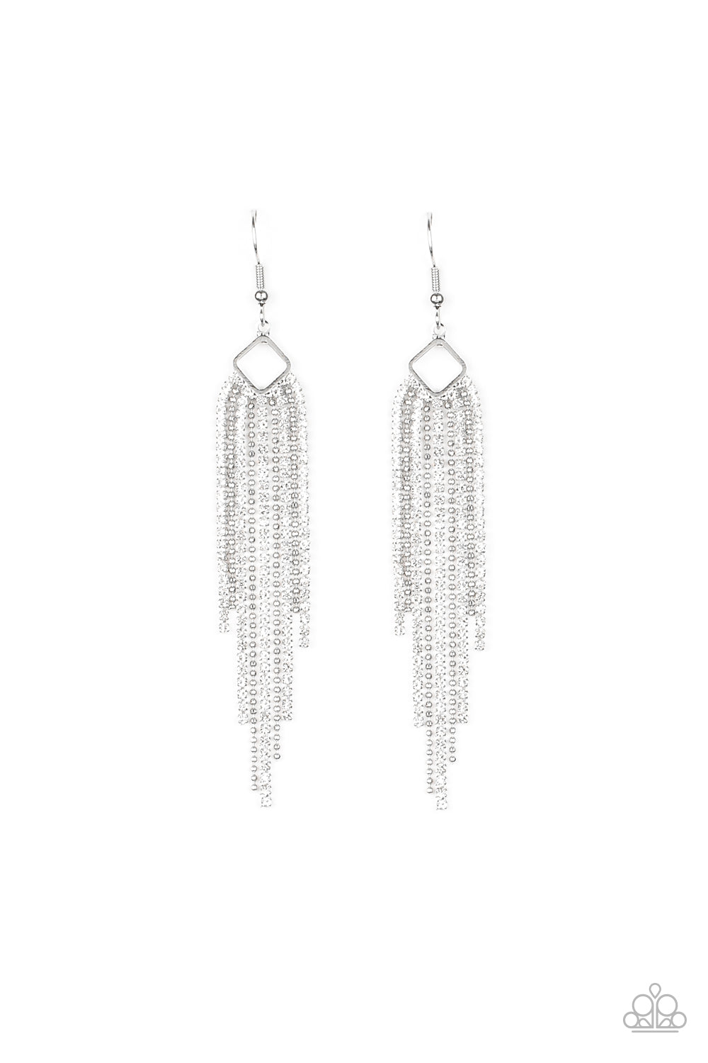 Singing in the Reign- White - Paparazzi Earrings