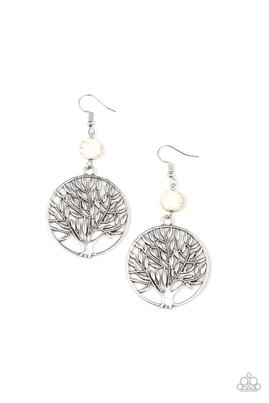 Bountiful Branches - White - Paparazzi Earrings