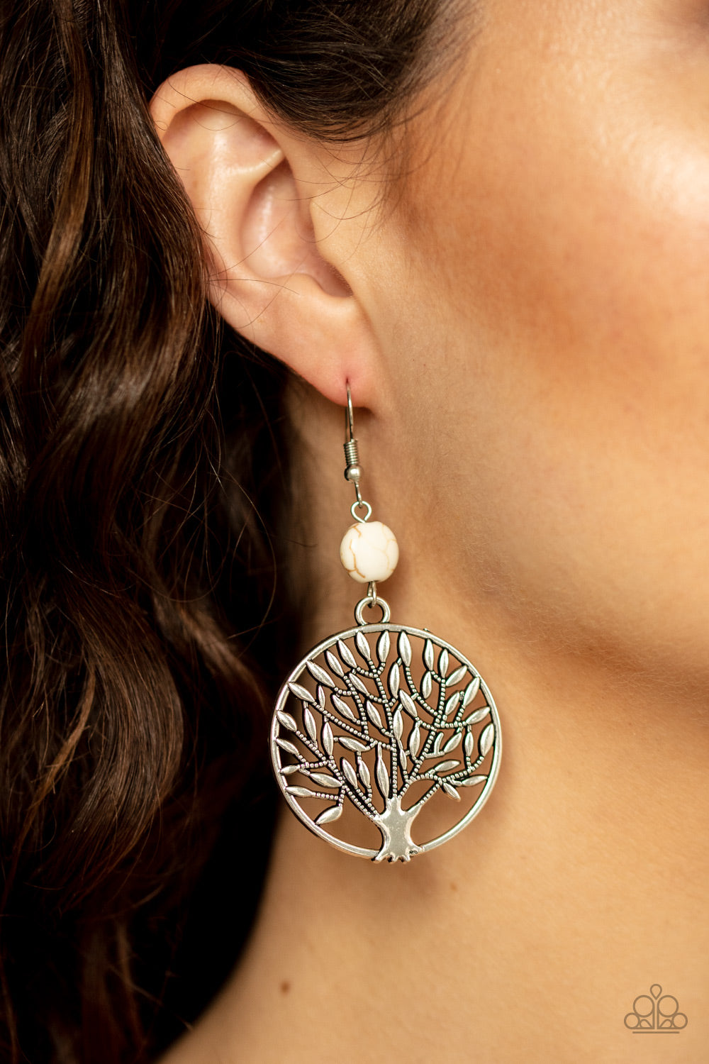 Bountiful Branches - White - Paparazzi Earrings