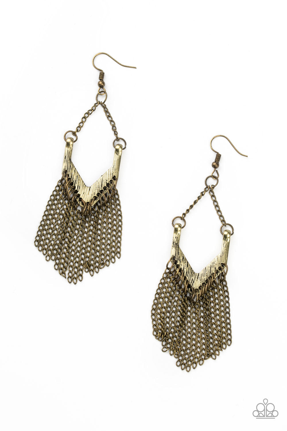 Unchained Fashion - Brass - Paparazzi Earrings