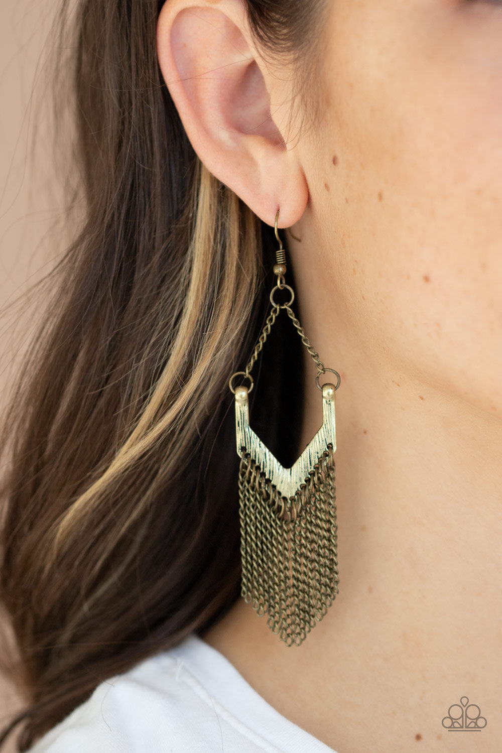 Unchained Fashion - Brass - Paparazzi Earrings