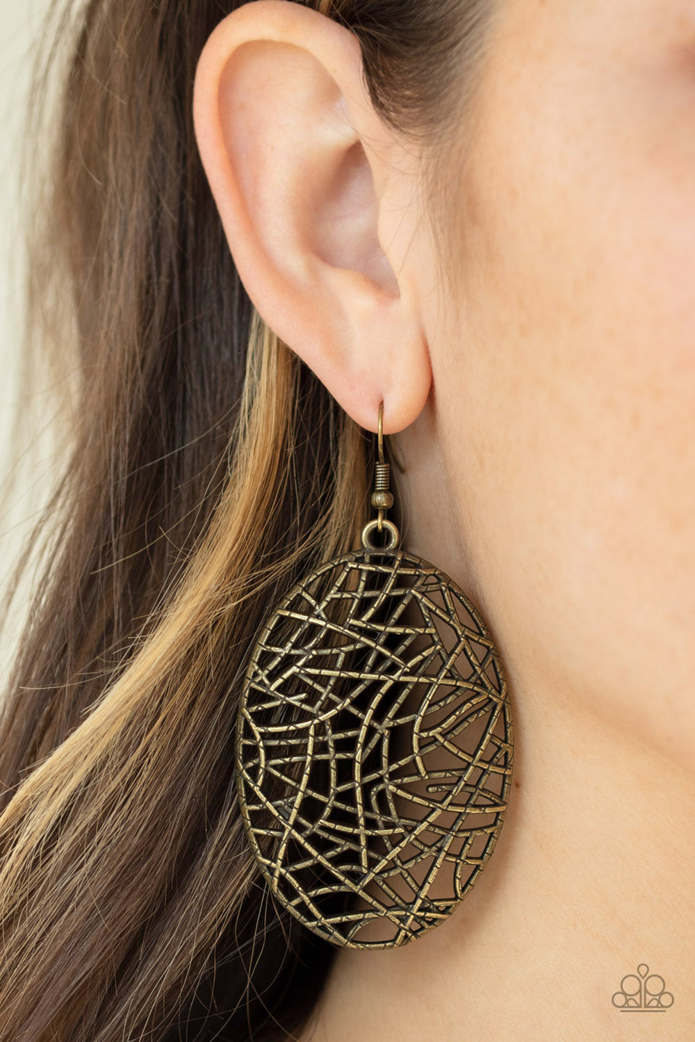 Way Out of Line - Brass - Paparazzi Earrings