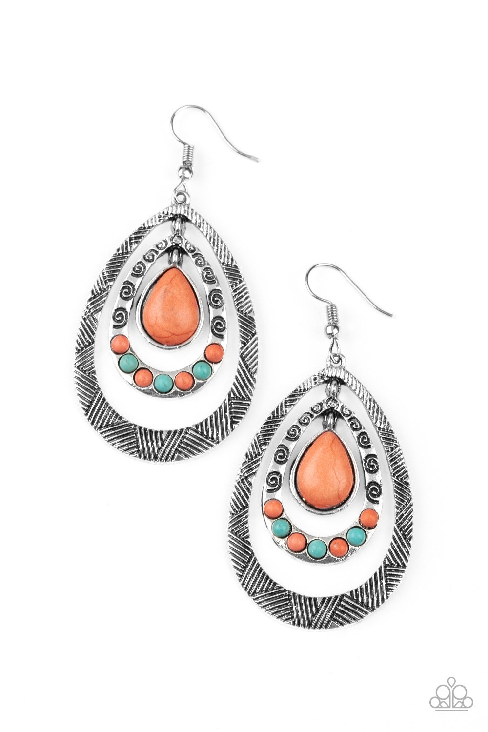 Terra Teardrops - Orange Fish Hook Earrings
