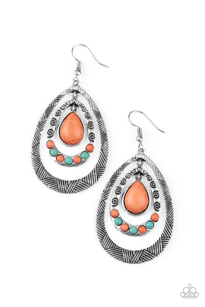 Terra Teardrops - Orange Fish Hook Earrings