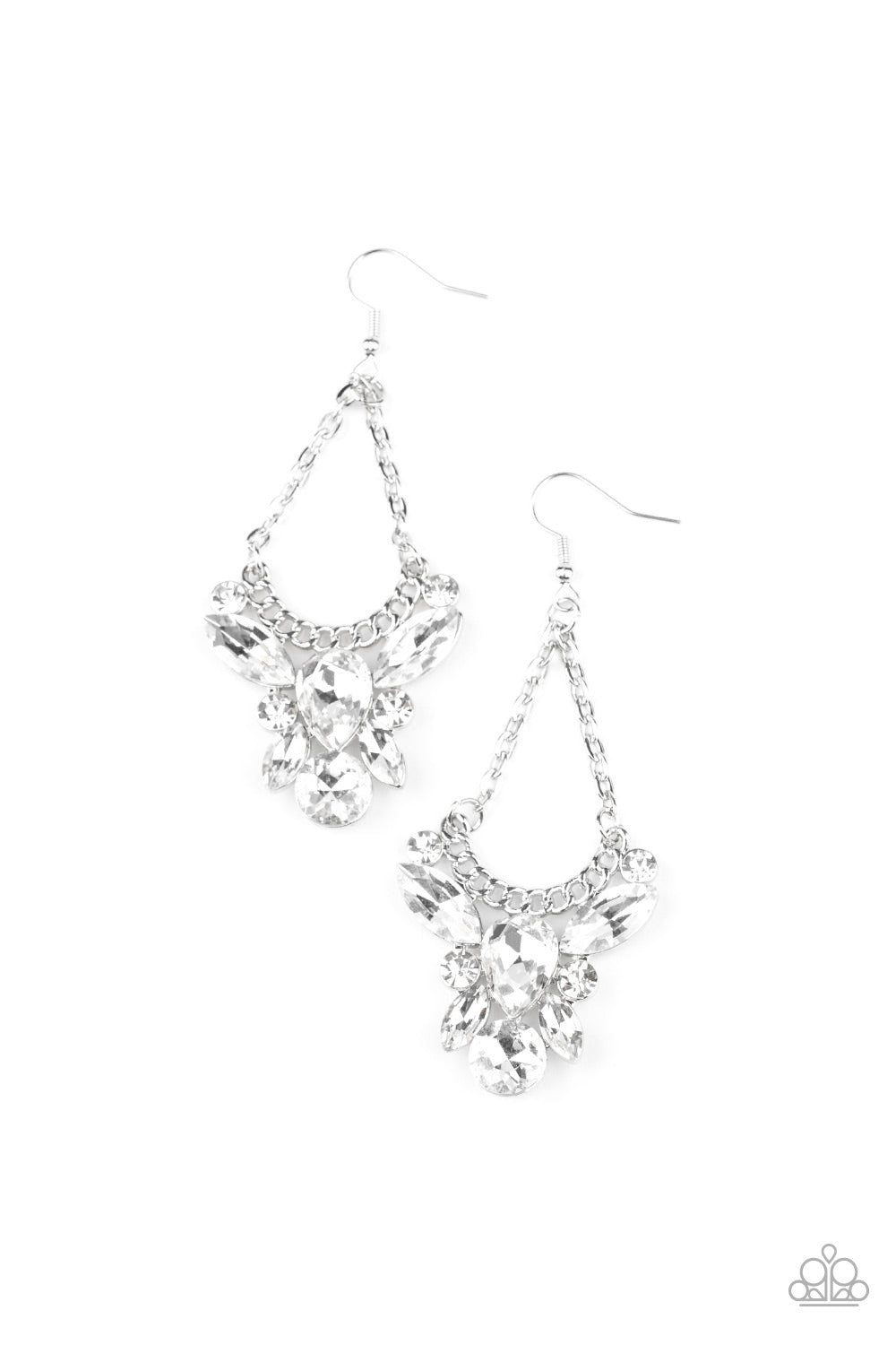 Bling Bouquets - White - Paparazzi Earrings