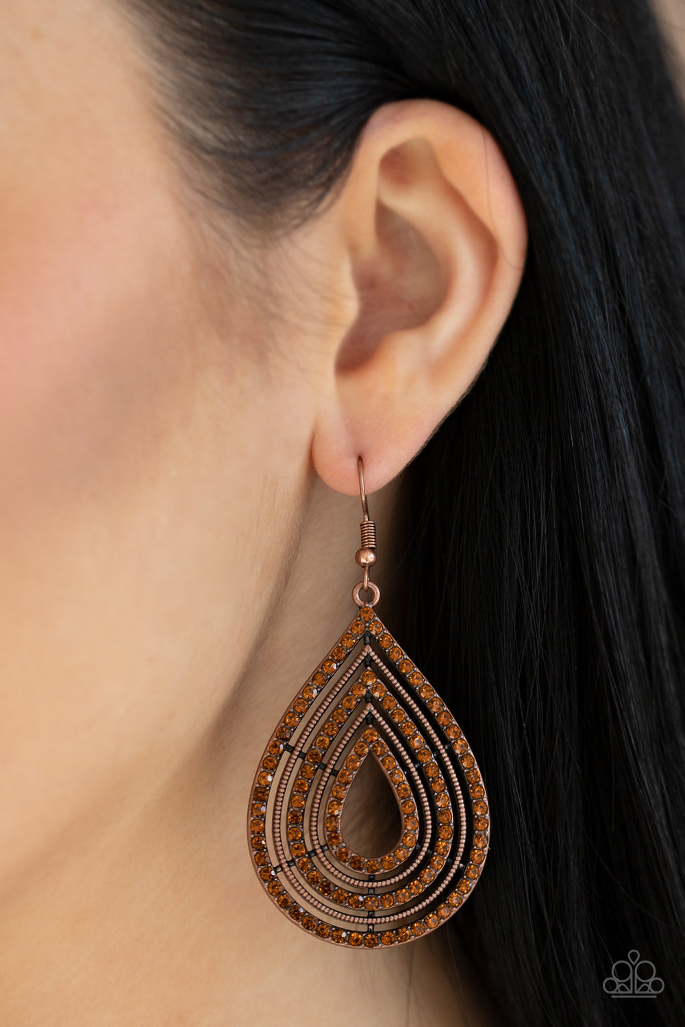 5th Avenue Attraction - Copper - Paparazzi Earrings