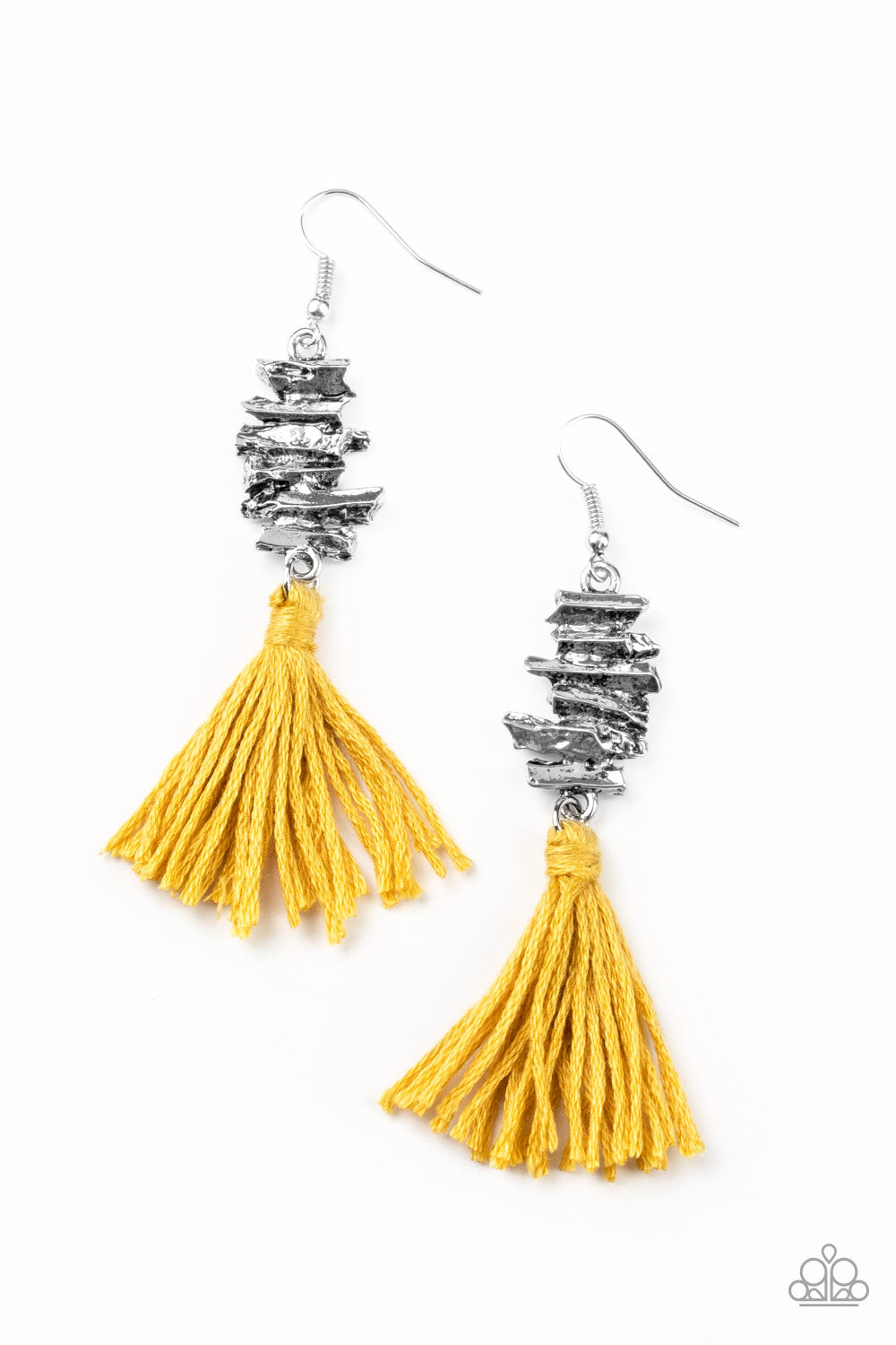 Tiki Tassel - Yellow Fish Hook Earrings