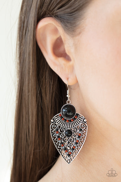 Tribal Territory - Black - Paparazzi Earrings
